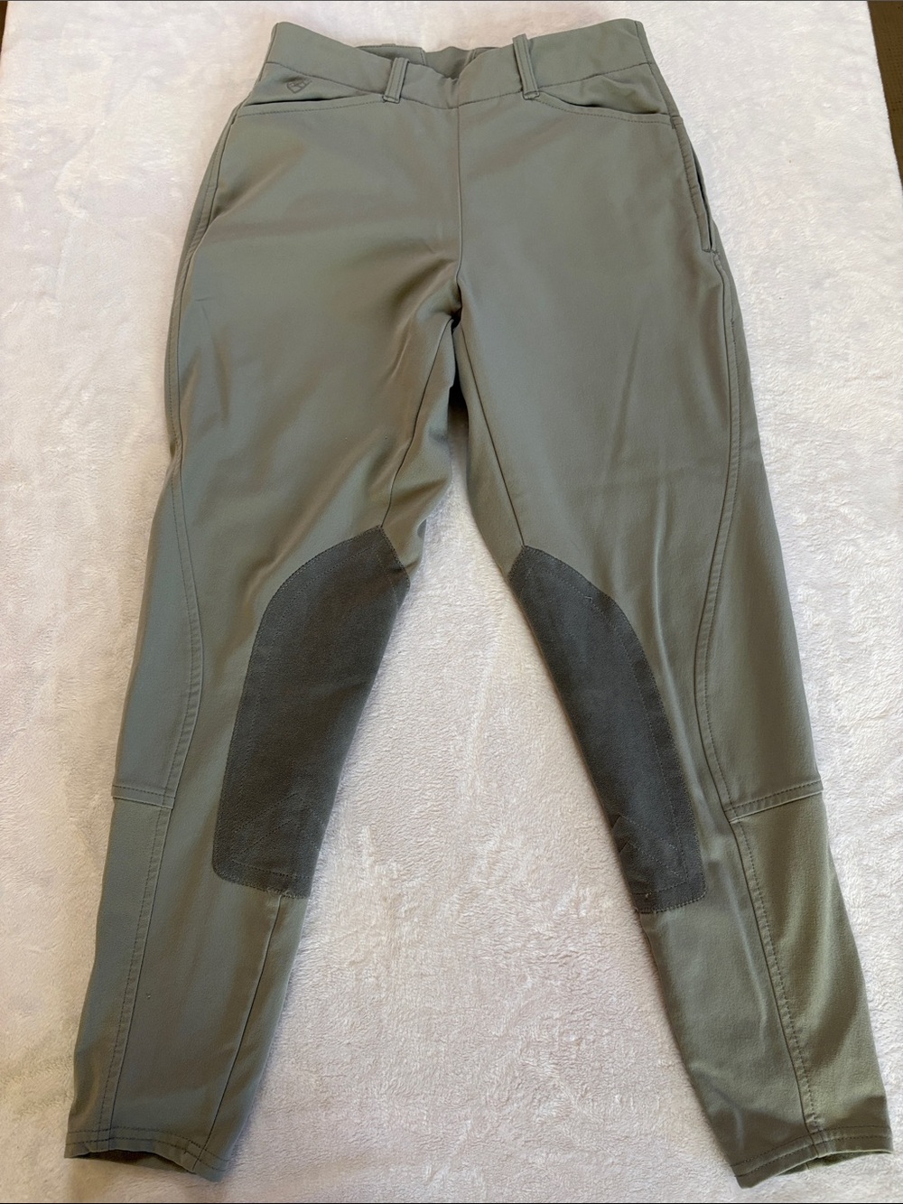 Ariat Gray Riding Breeches with Gray Suede Patches Size 0 / 22